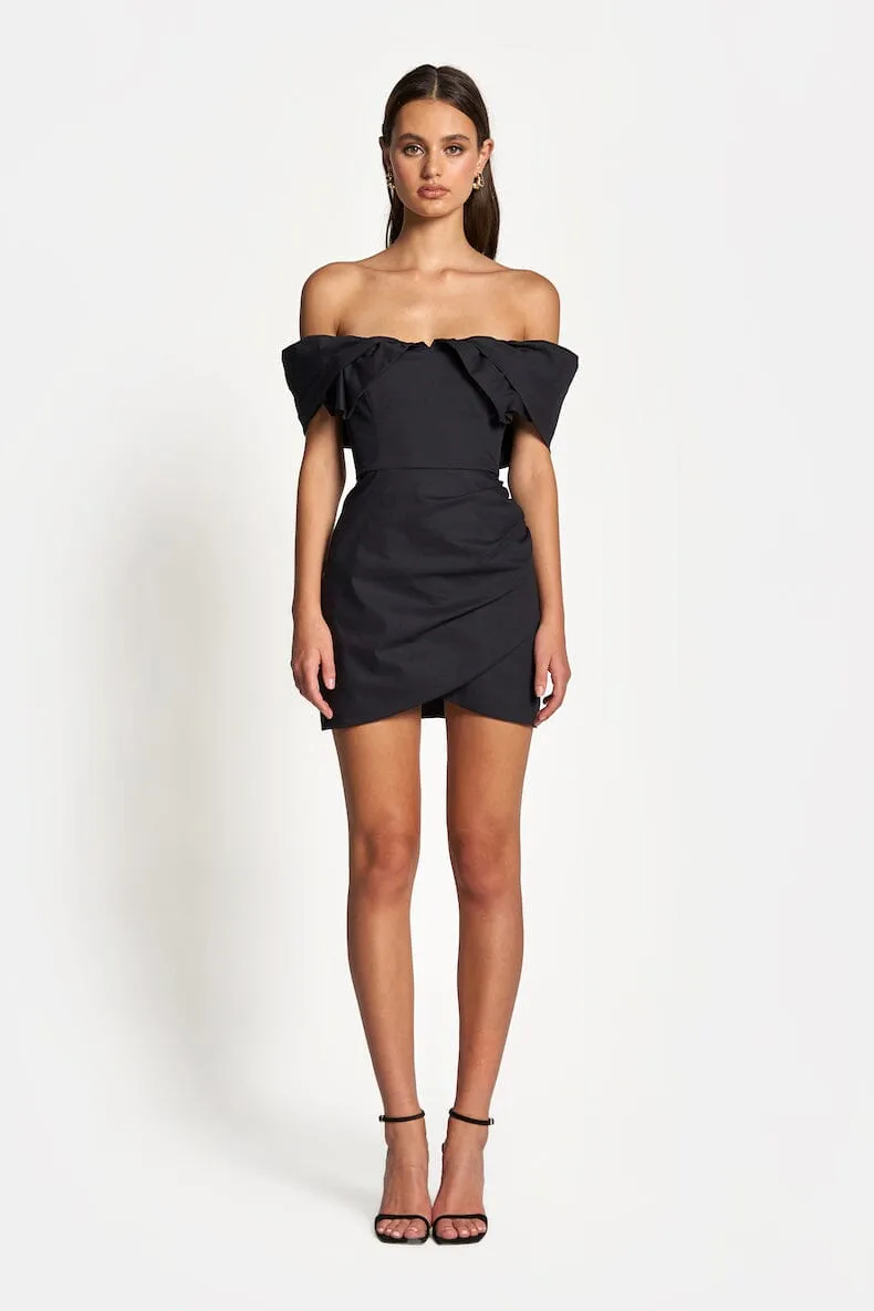 HAILEY OFF SHOULDER MINI DRESS - Black