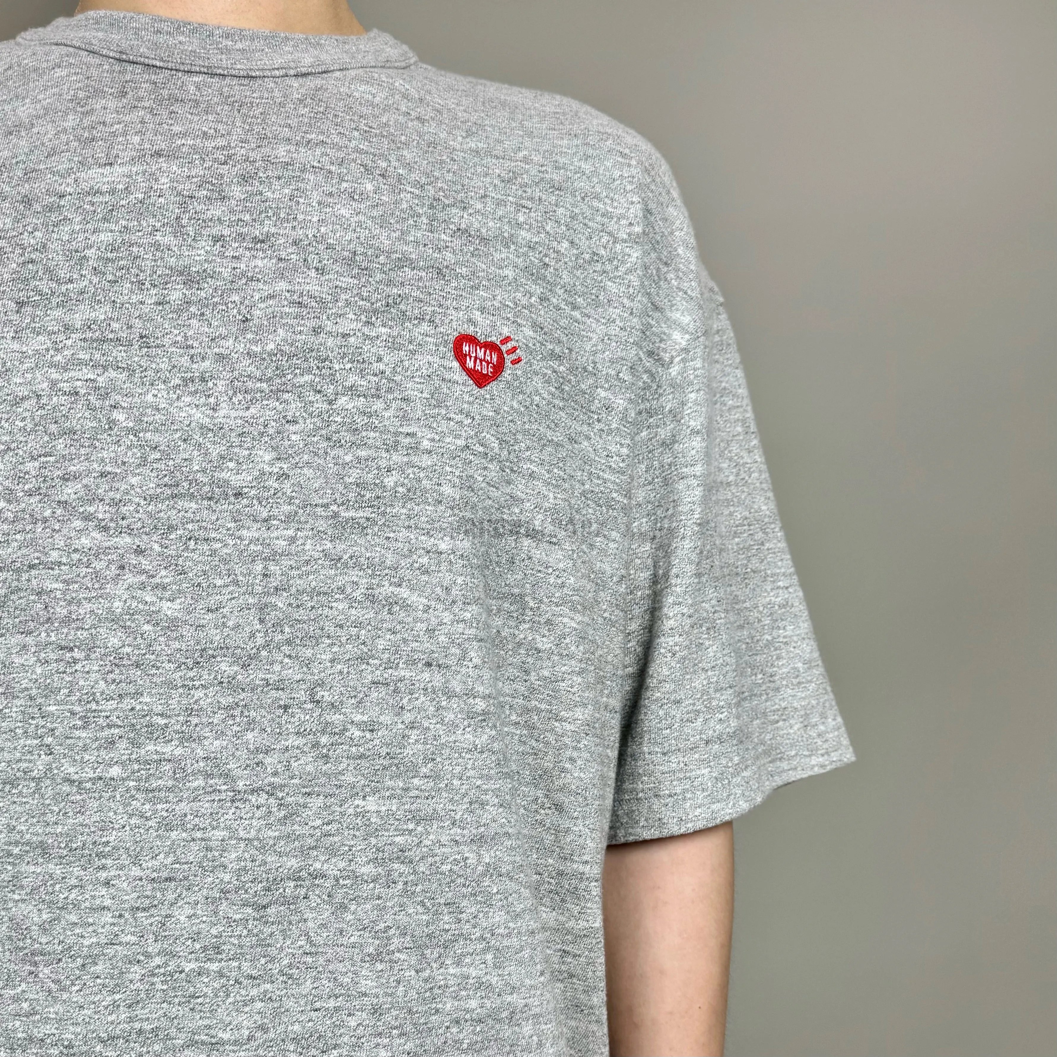 Human Made Heart Badge Slogan Tee Grey