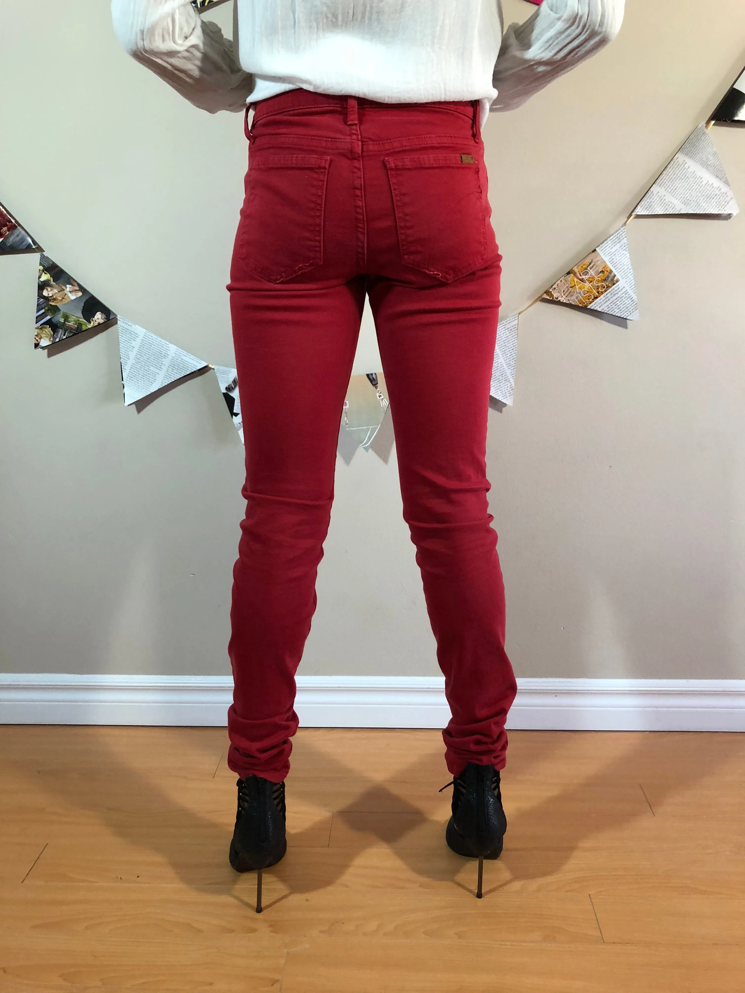 Joe's Jeans Red Mid Rise Skinny Ankle Pants - Size 25 Tall