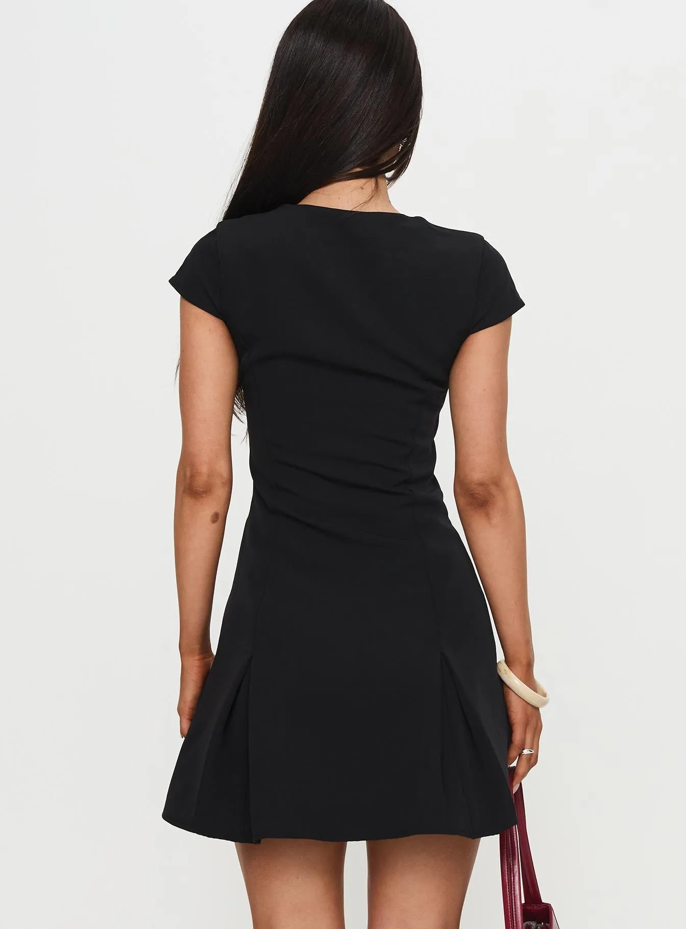 Kolette Pleat Mini Dress Black