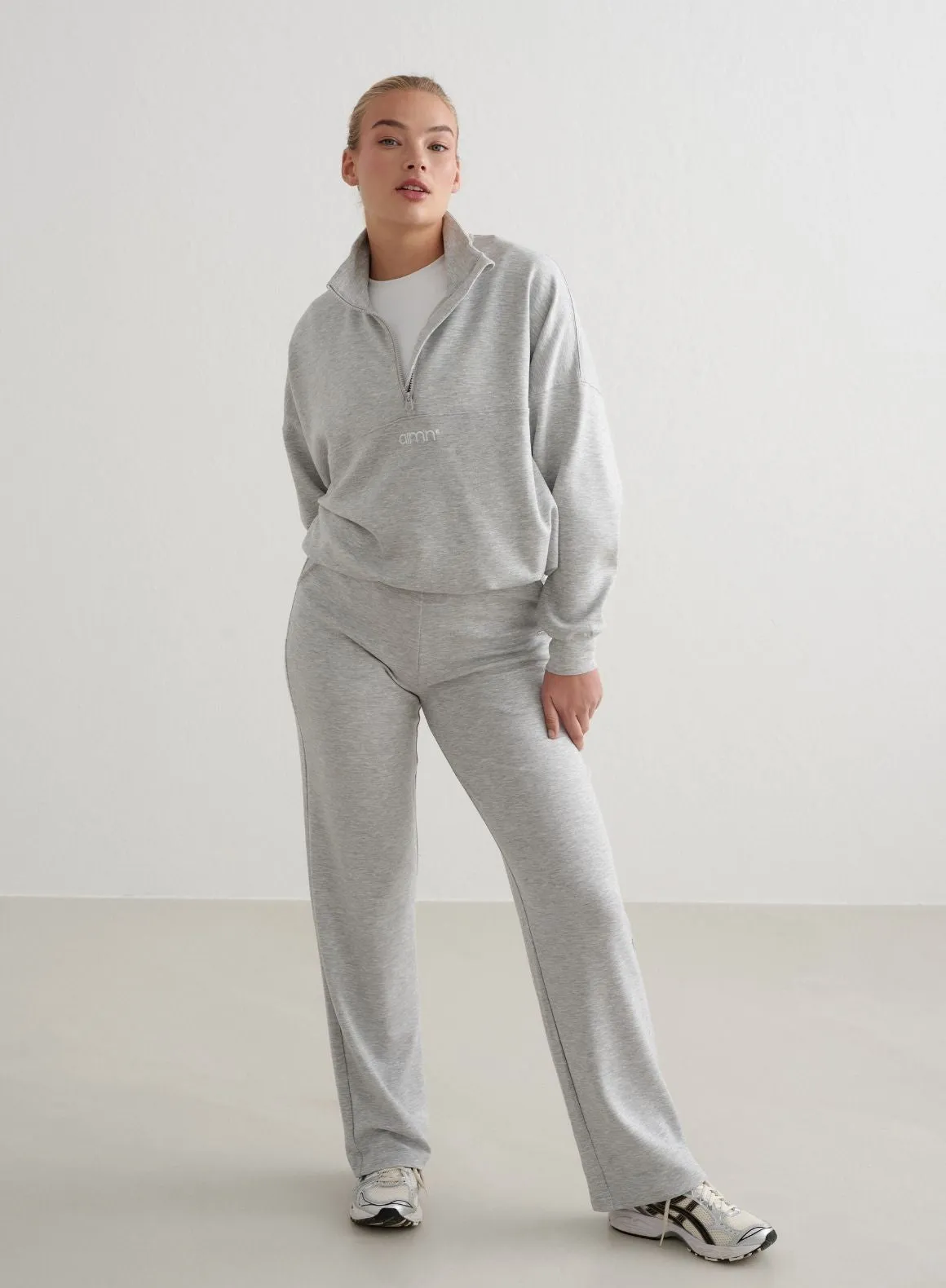 Light Grey Melange Comfy Modal Half Zip