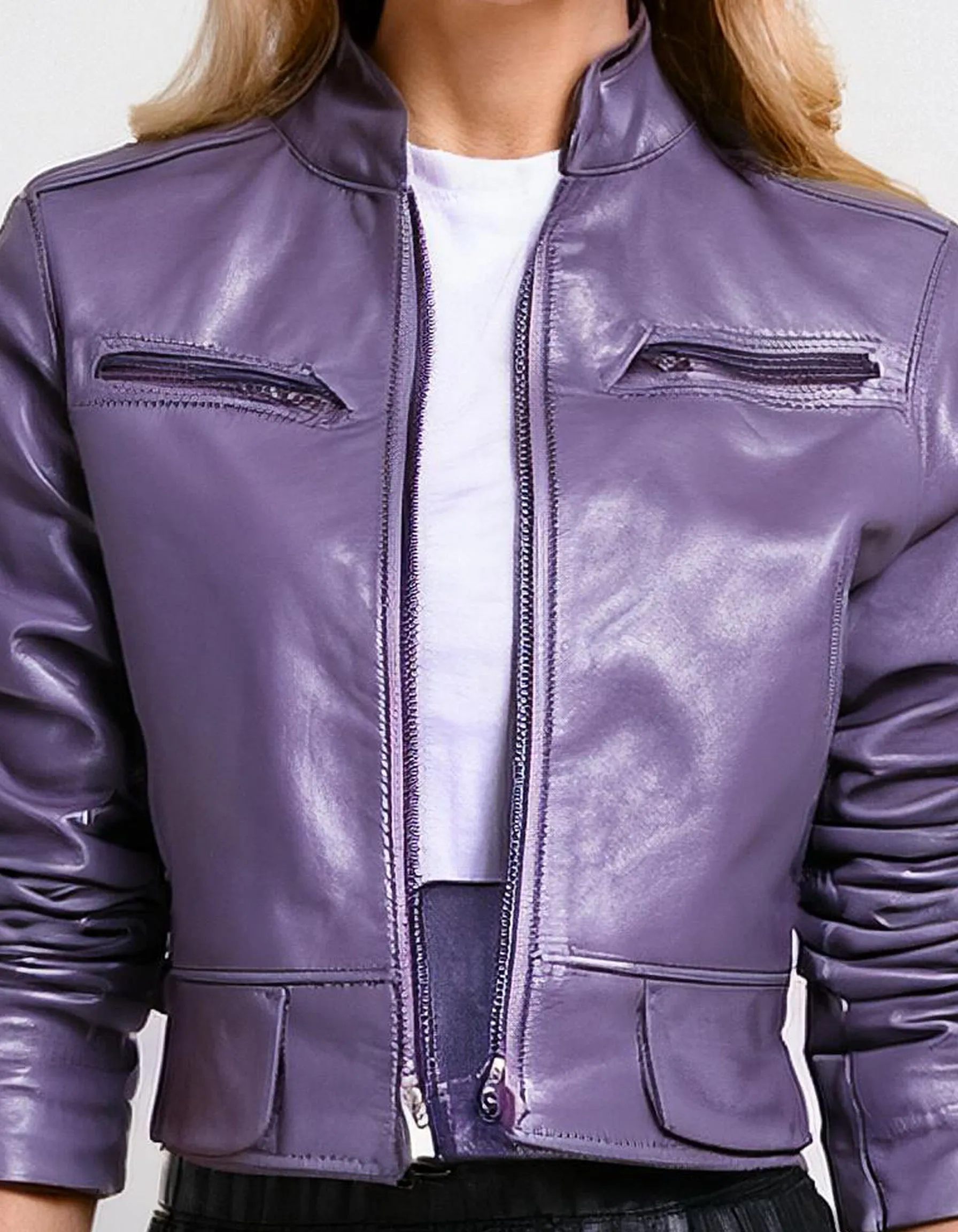 Light Purple Leather Jacket