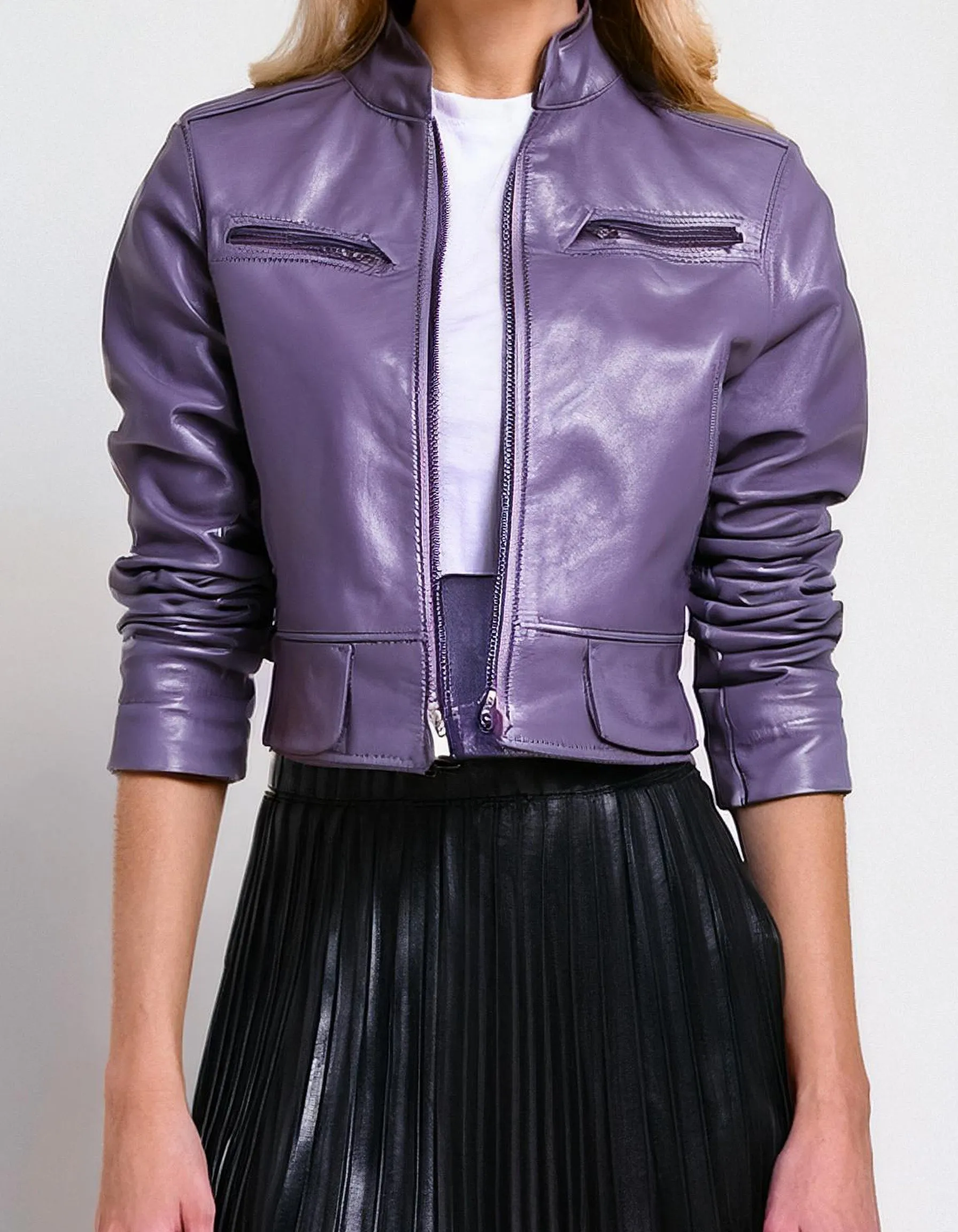 Light Purple Leather Jacket