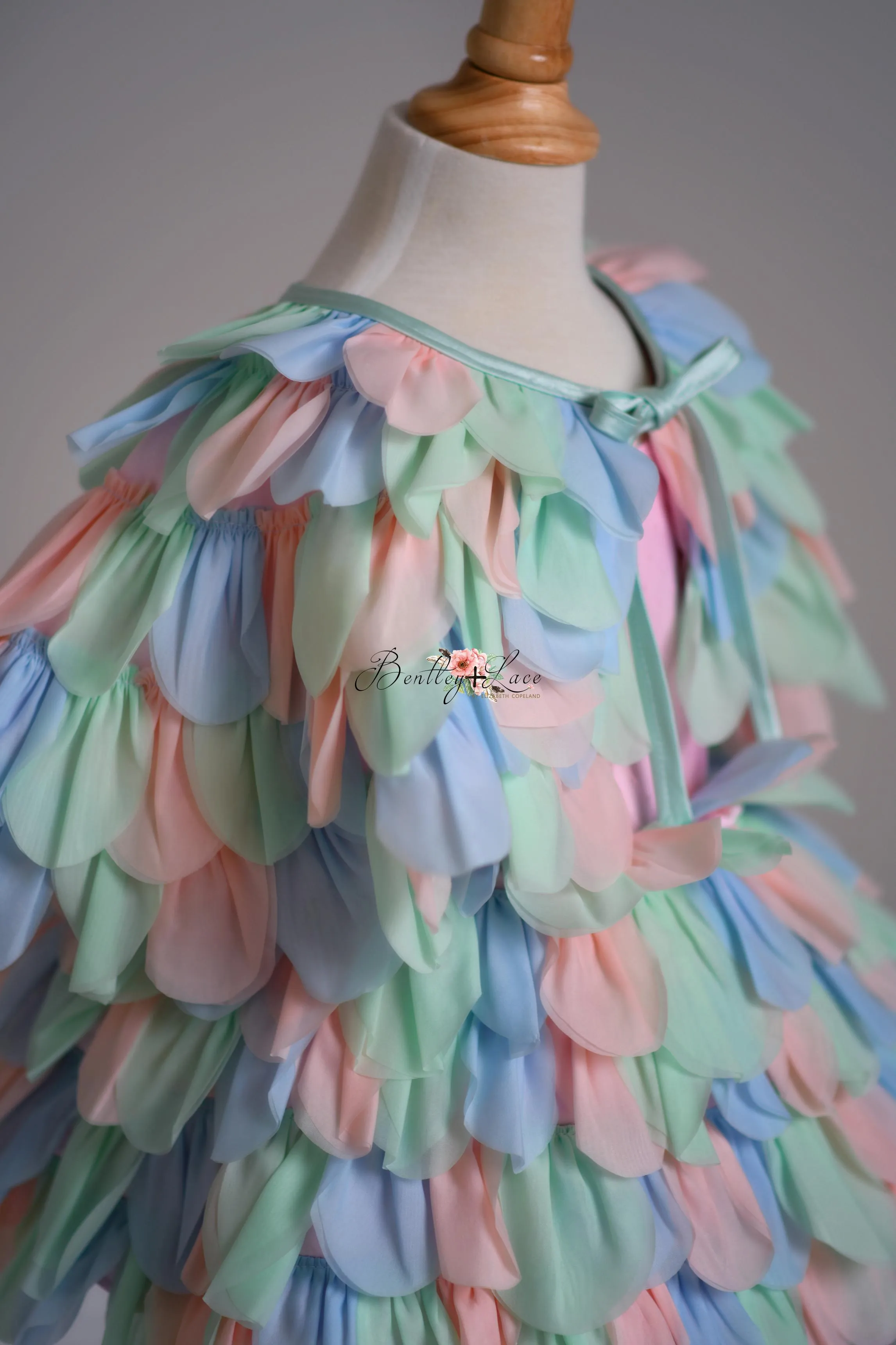 LIMITED EDITION COUTURE GOWN "PETAL WHISPERS" PASTEL - PETAL LENGTH DRESS   CAPE  Editorial Dress, Couture Gown, Special Occasion Dress