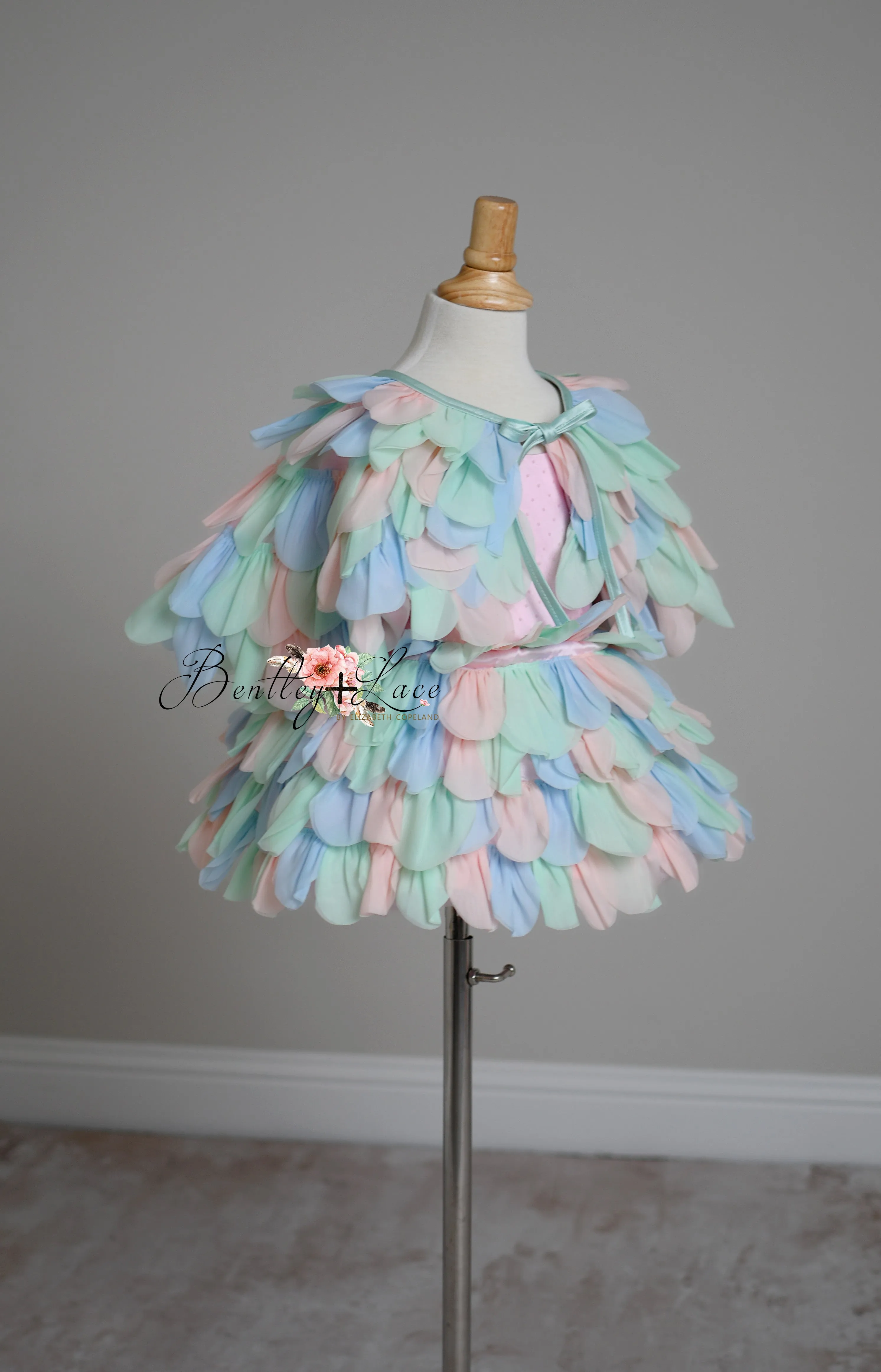 LIMITED EDITION COUTURE GOWN "PETAL WHISPERS" PASTEL - PETAL LENGTH DRESS   CAPE  Editorial Dress, Couture Gown, Special Occasion Dress