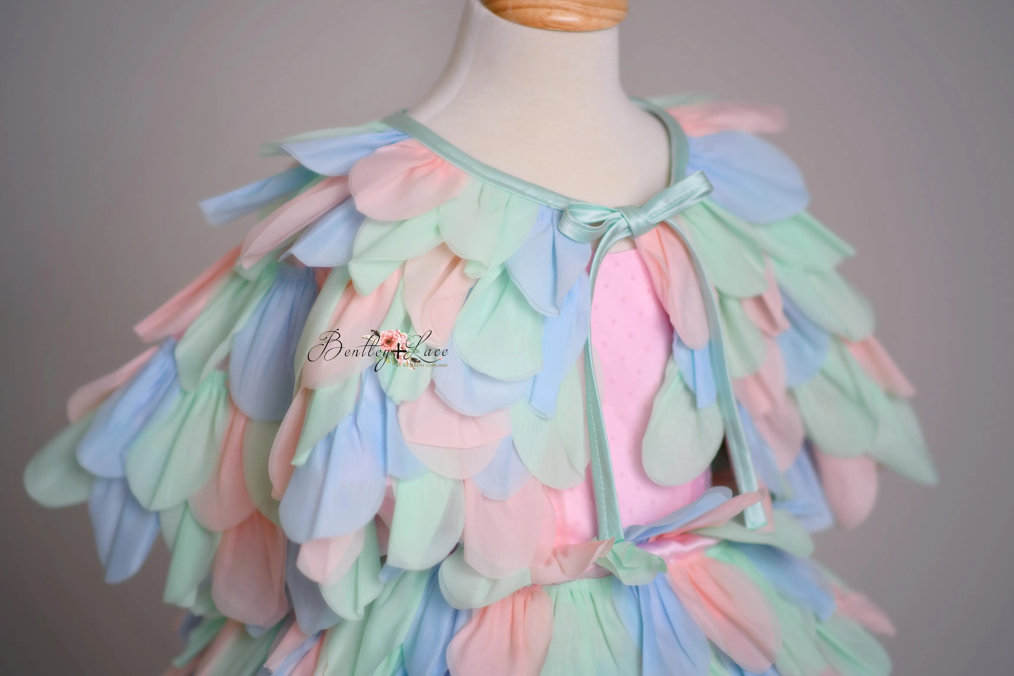 LIMITED EDITION COUTURE GOWN "PETAL WHISPERS" PASTEL - PETAL LENGTH DRESS   CAPE  Editorial Dress, Couture Gown, Special Occasion Dress