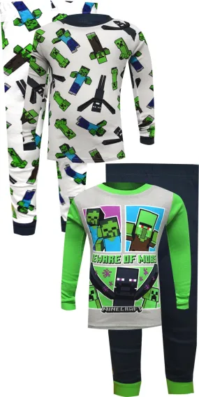 Minecraft Beware of Mobs 4 Piece Cotton Pajamas