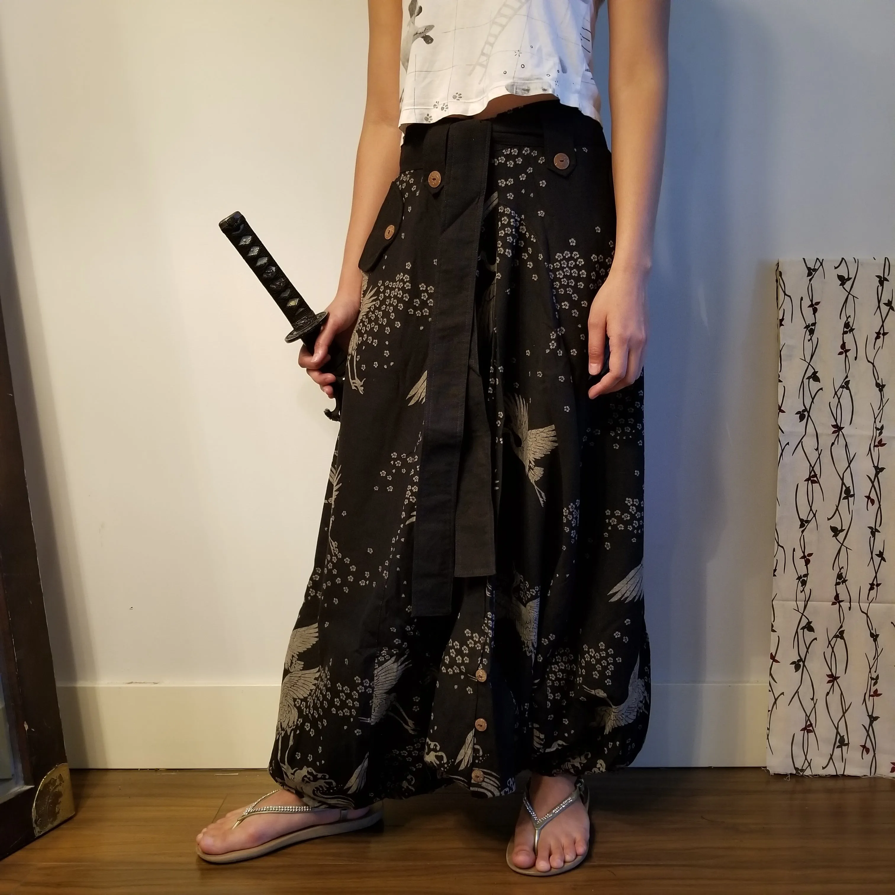 New Sakura Crane Karate Baggy Poncho Harem Pants