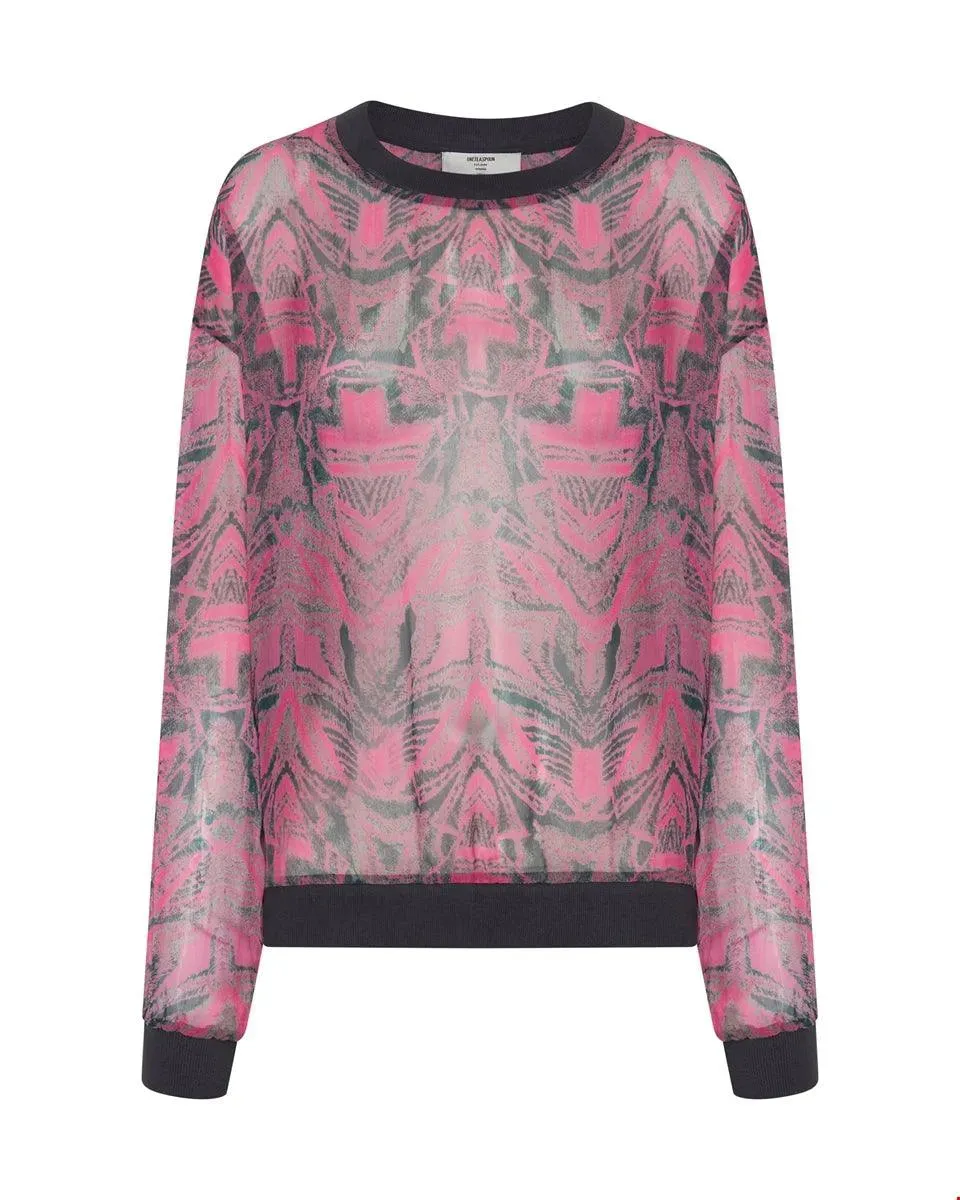 One Teaspoon Kaleidoscope Crew Longsleeve Top in Pink Prism - Final Sale