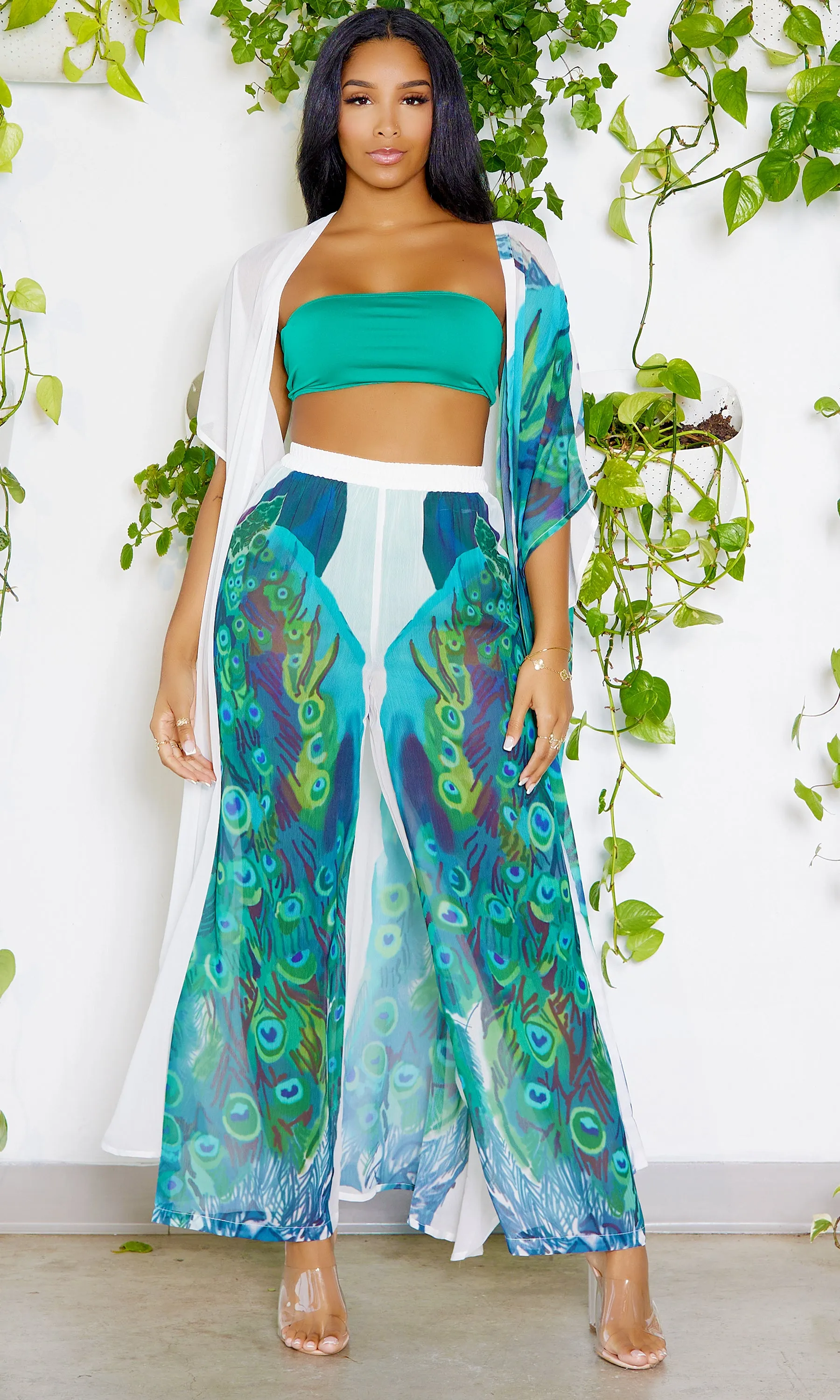 Peacock In Paradise | Kimono Pants Set