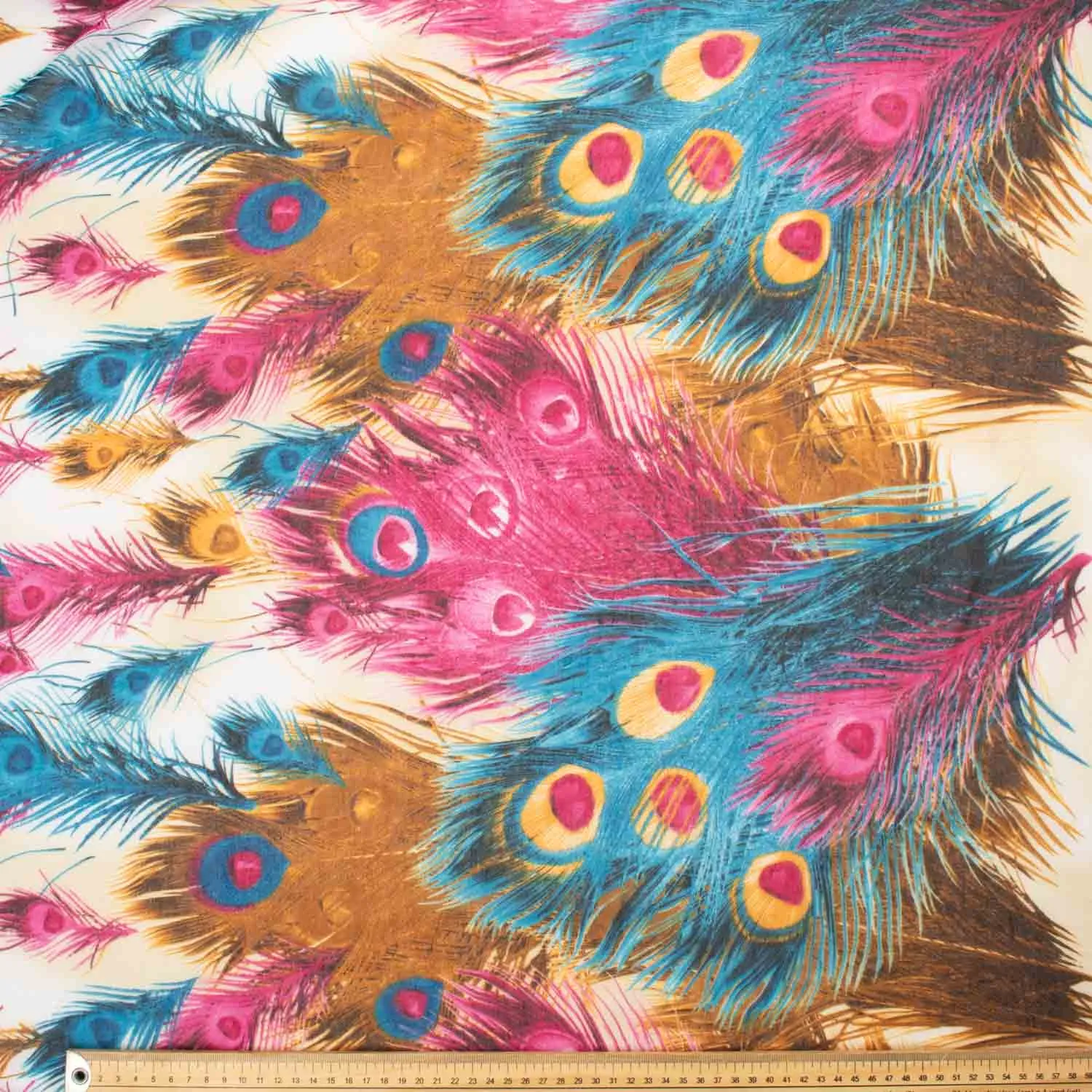 Peacock Printed Cotton Blended Voile Pink & Blue