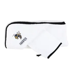 Personalized Georgia Tech Yellow Jackets Buzz Hooded Towel & Wash Mitt Set