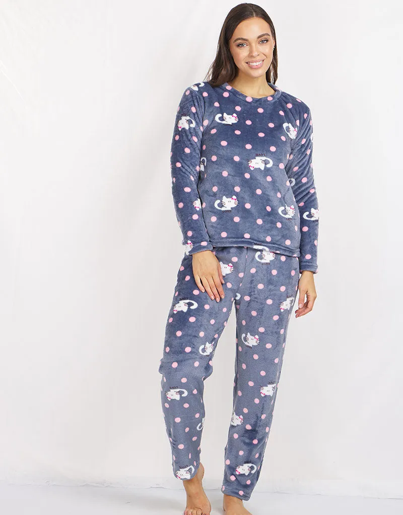 Polka Cat Grey PJ Set