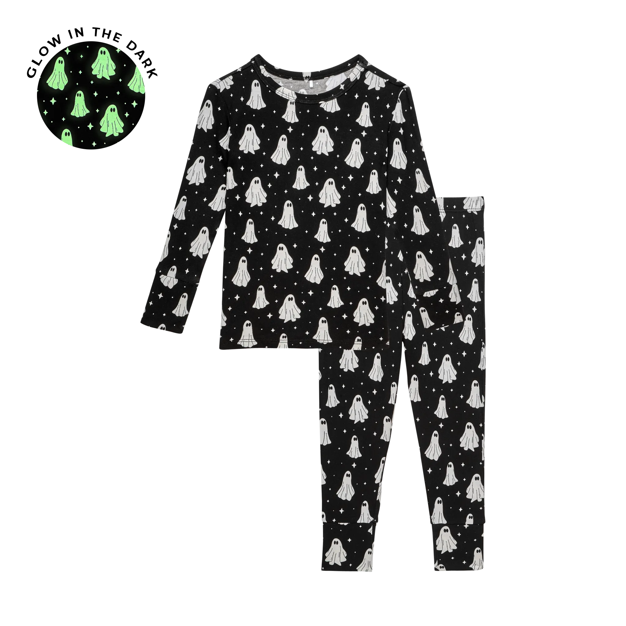 Posh Peanut Basic Long Sleeve Pajamas - Ghostly (Glow in the Dark)