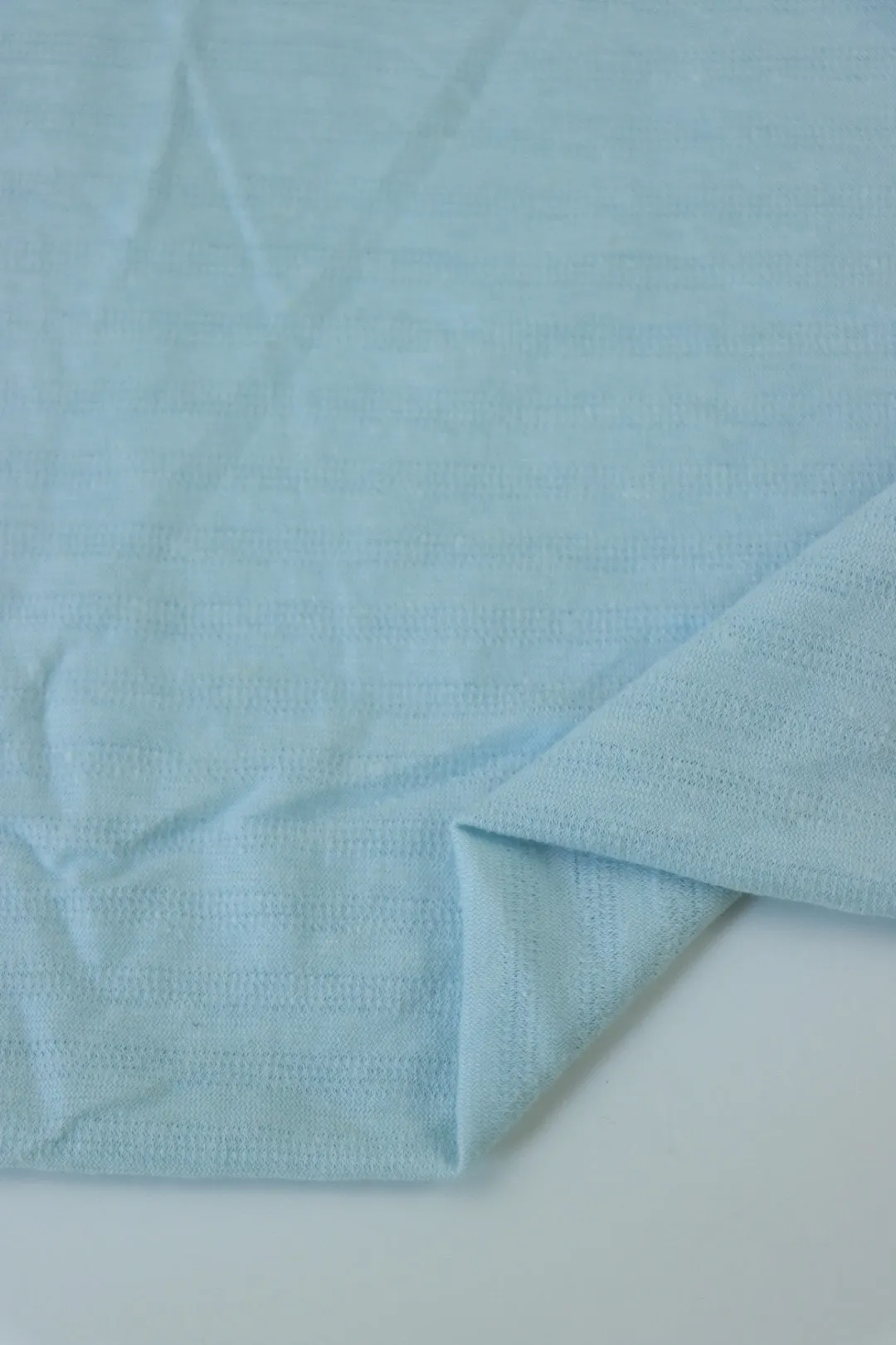 Powder Blue Textured Stripe Organic Cotton & Hemp Jersey