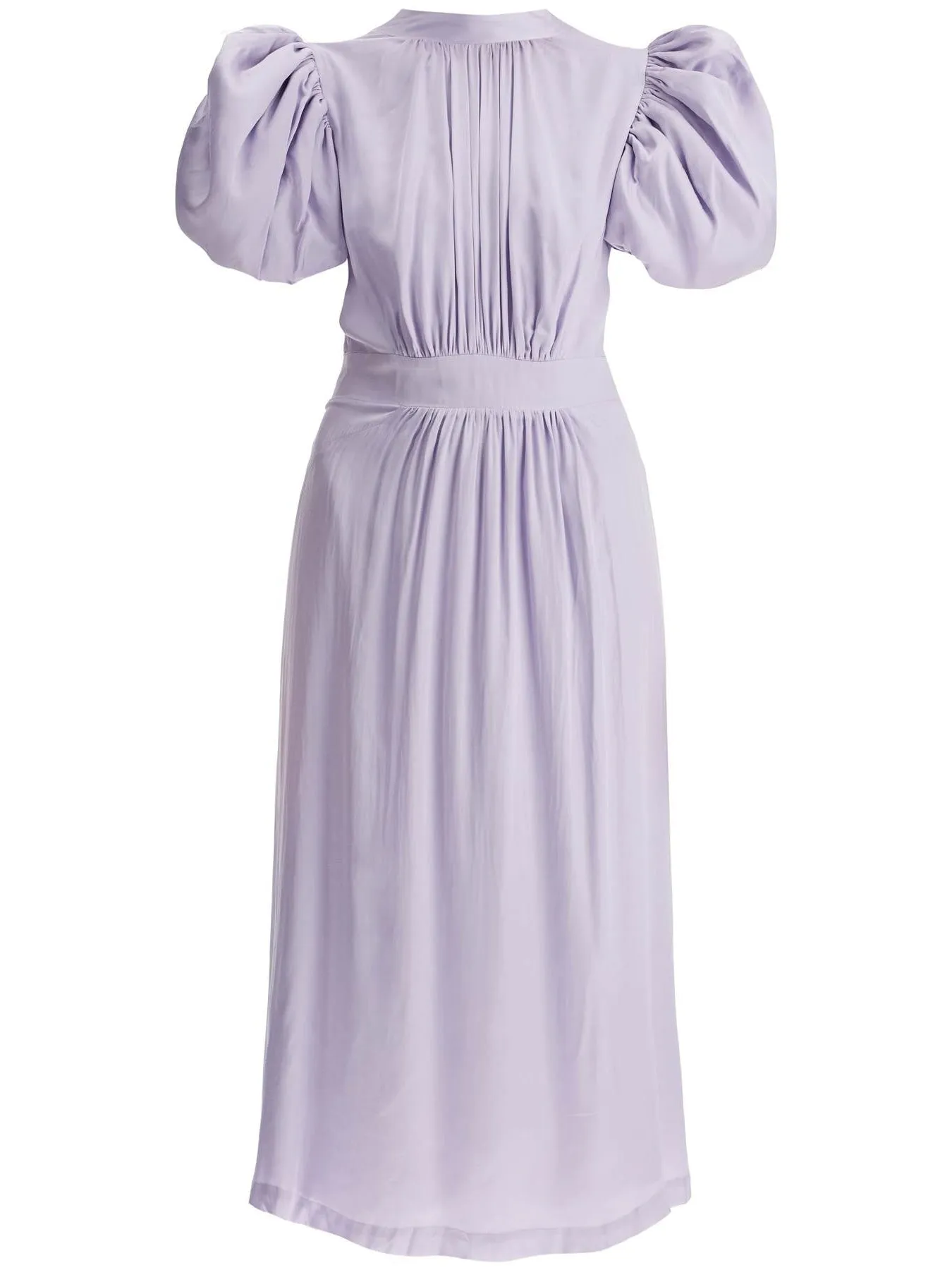 Puff Sleeve Satin Midi Dress