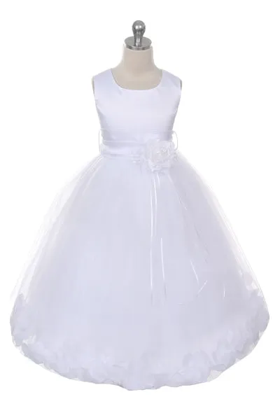 *RESTOCKED* 160B Ivory Satin Flower Petal Girl Dress (1 of 2)