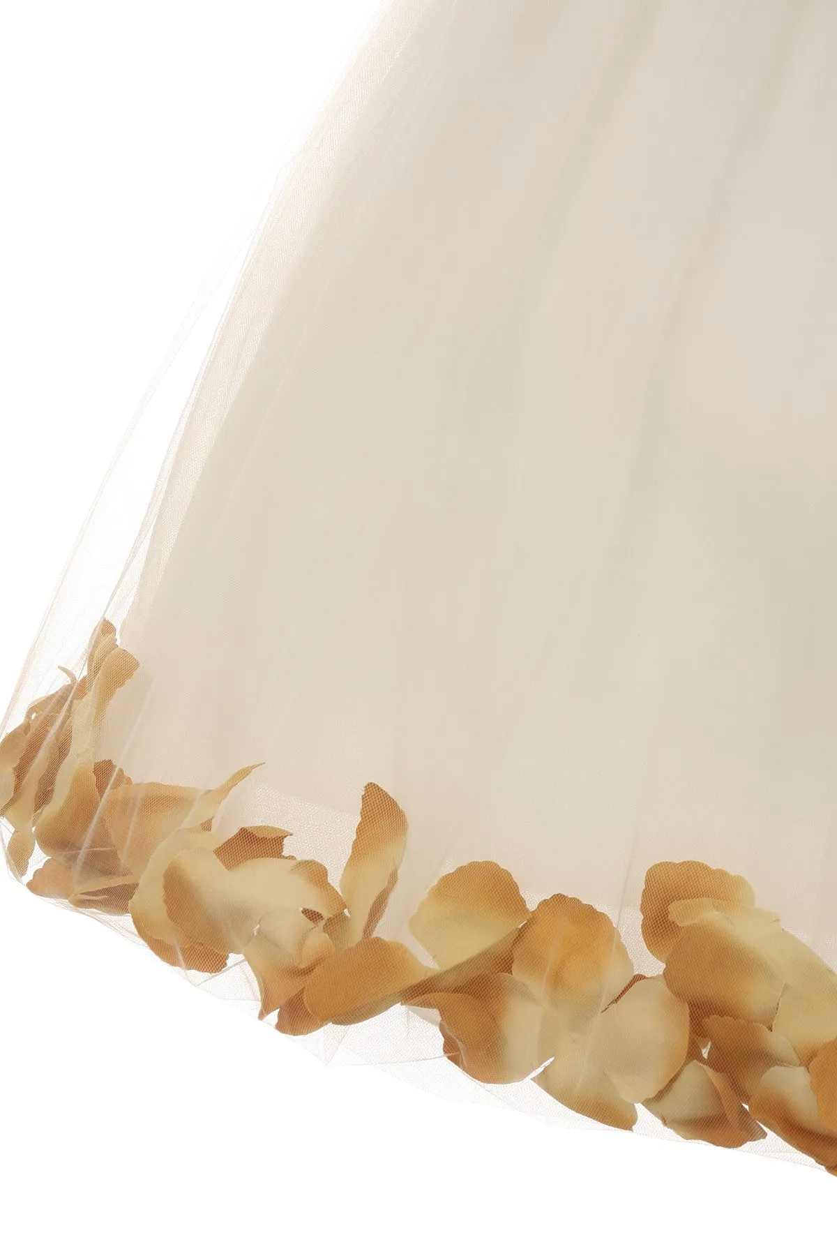 *RESTOCKED* 160B Ivory Satin Flower Petal Girl Dress (1 of 2)