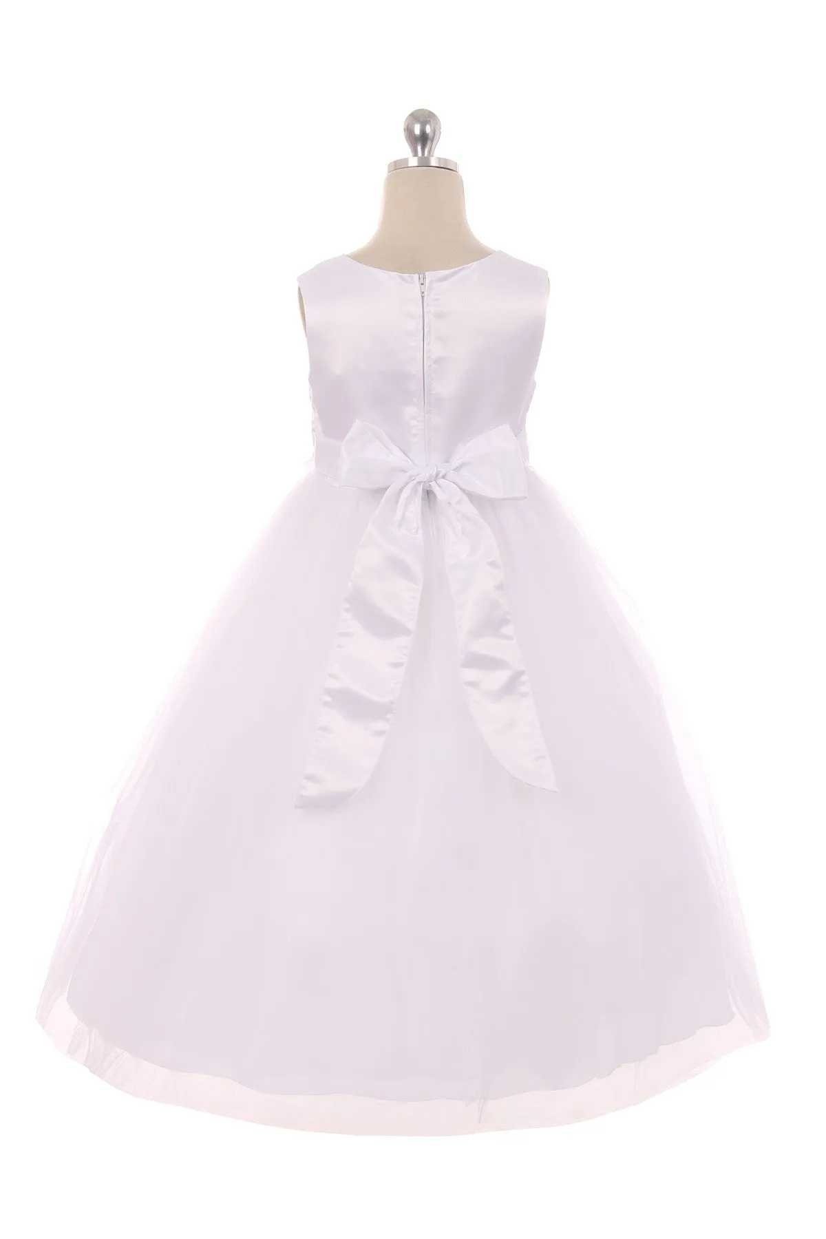 *RESTOCKED* 160B Ivory Satin Flower Petal Girl Dress (1 of 2)