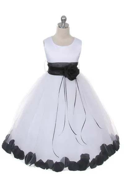 *RESTOCKED* 160B Ivory Satin Flower Petal Girl Dress (1 of 2)