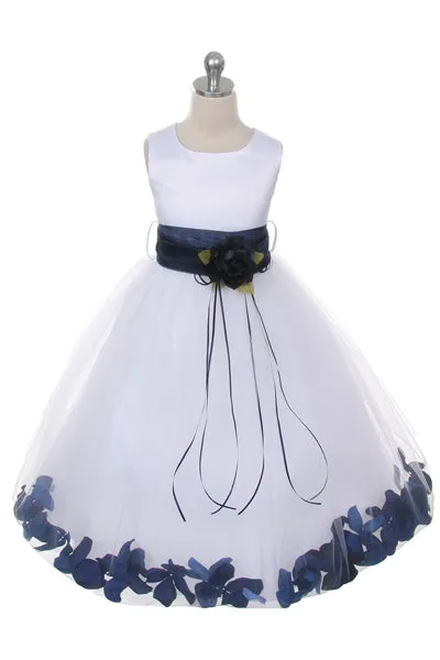 *RESTOCKED* 160B Ivory Satin Flower Petal Girl Dress (1 of 2)