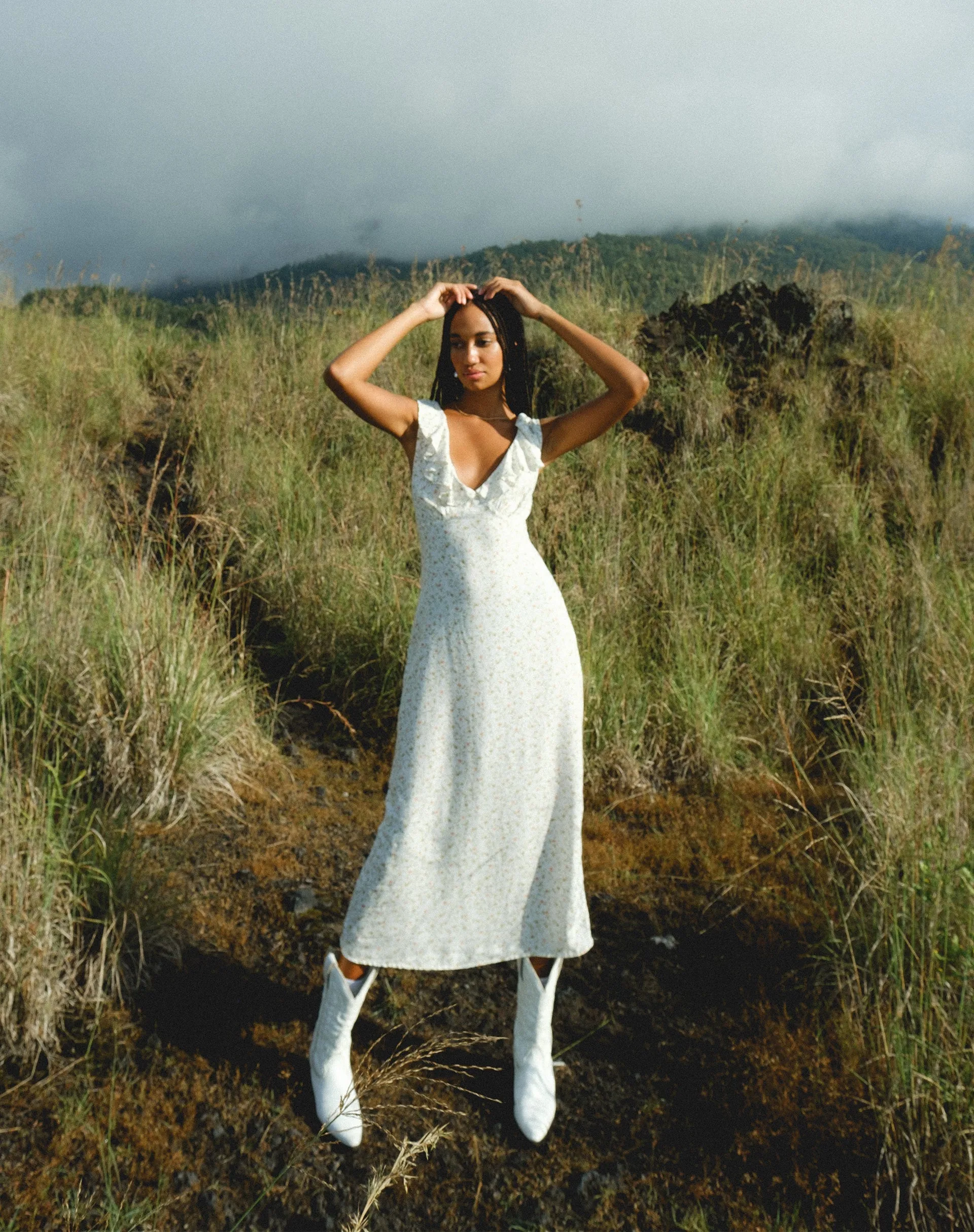 Rufiso Midi Dress in Pretty Petal Ivory