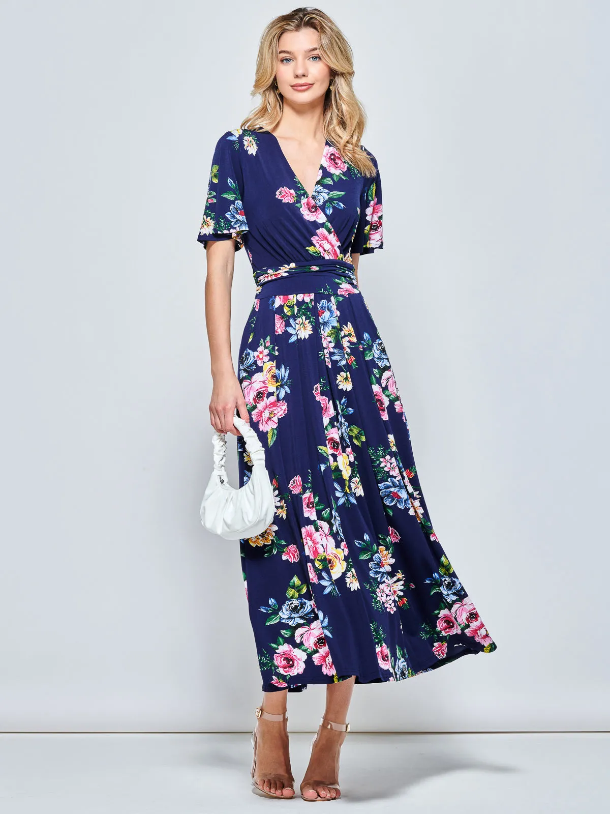 Sherya Jersey Angel Sleeve Maxi Dress, Floral Multi