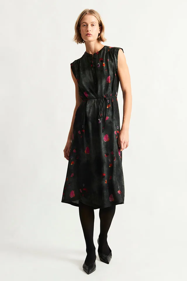 Silk Petal Black Zaire Dress