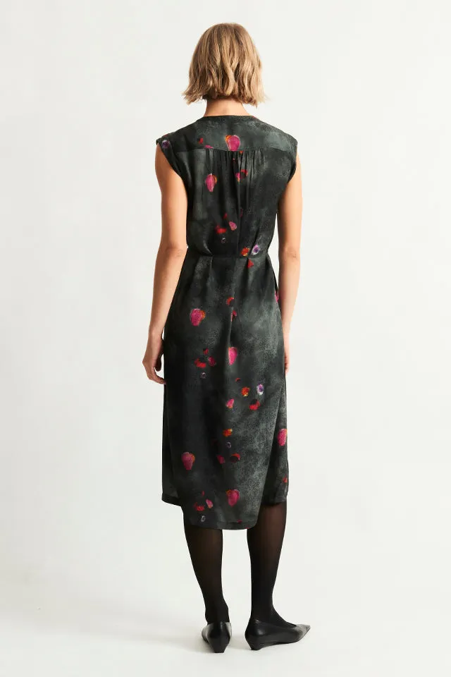 Silk Petal Black Zaire Dress