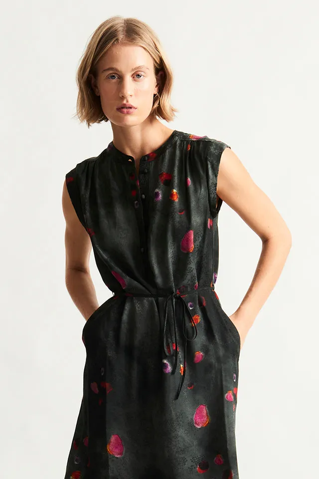 Silk Petal Black Zaire Dress