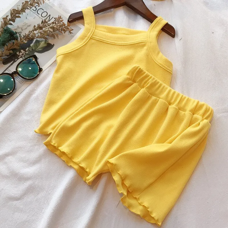 Spaghetti Strap Vest & Flowy Shorts Set