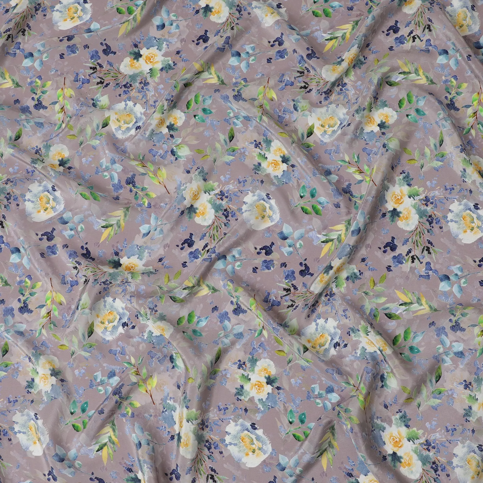 Spring Reverie Viscose Fabric - Digital Floral Print, Tranquil Hues, Made in India, 110cm Wide-D18728