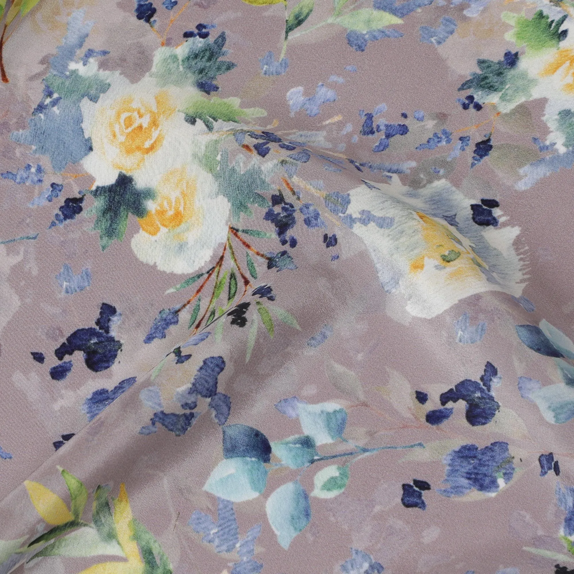 Spring Reverie Viscose Fabric - Digital Floral Print, Tranquil Hues, Made in India, 110cm Wide-D18728