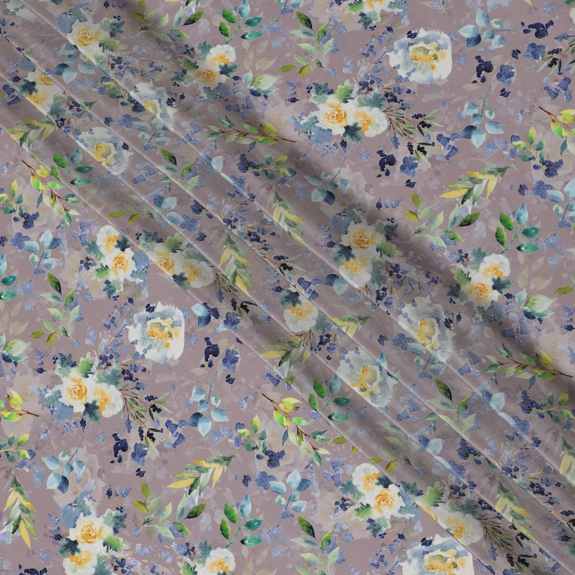 Spring Reverie Viscose Fabric - Digital Floral Print, Tranquil Hues, Made in India, 110cm Wide-D18728