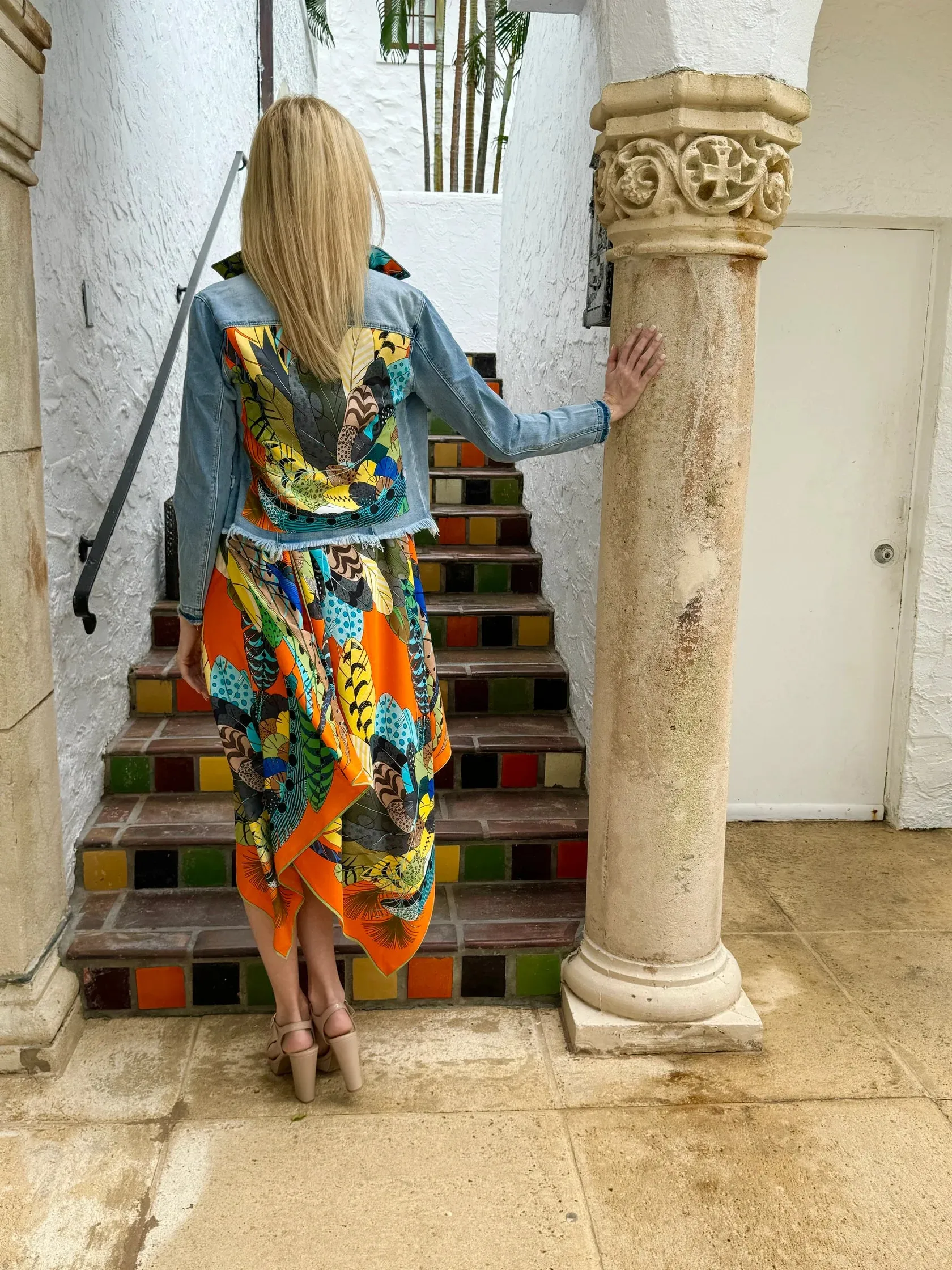 Stacy Bradley Design The Light Denim Jacket / Orange Feather