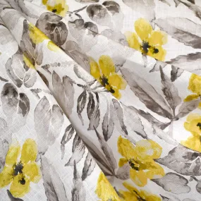 Subtle Watercolor Floral Digital Print Linen Shirting Vanilla/Taupe