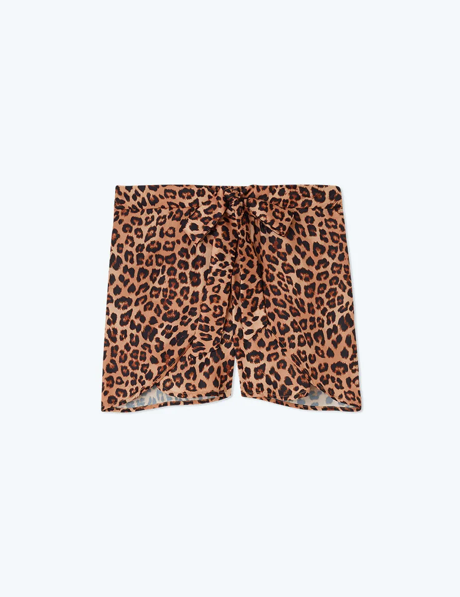 The Silky Wrap Shorts - Leopard