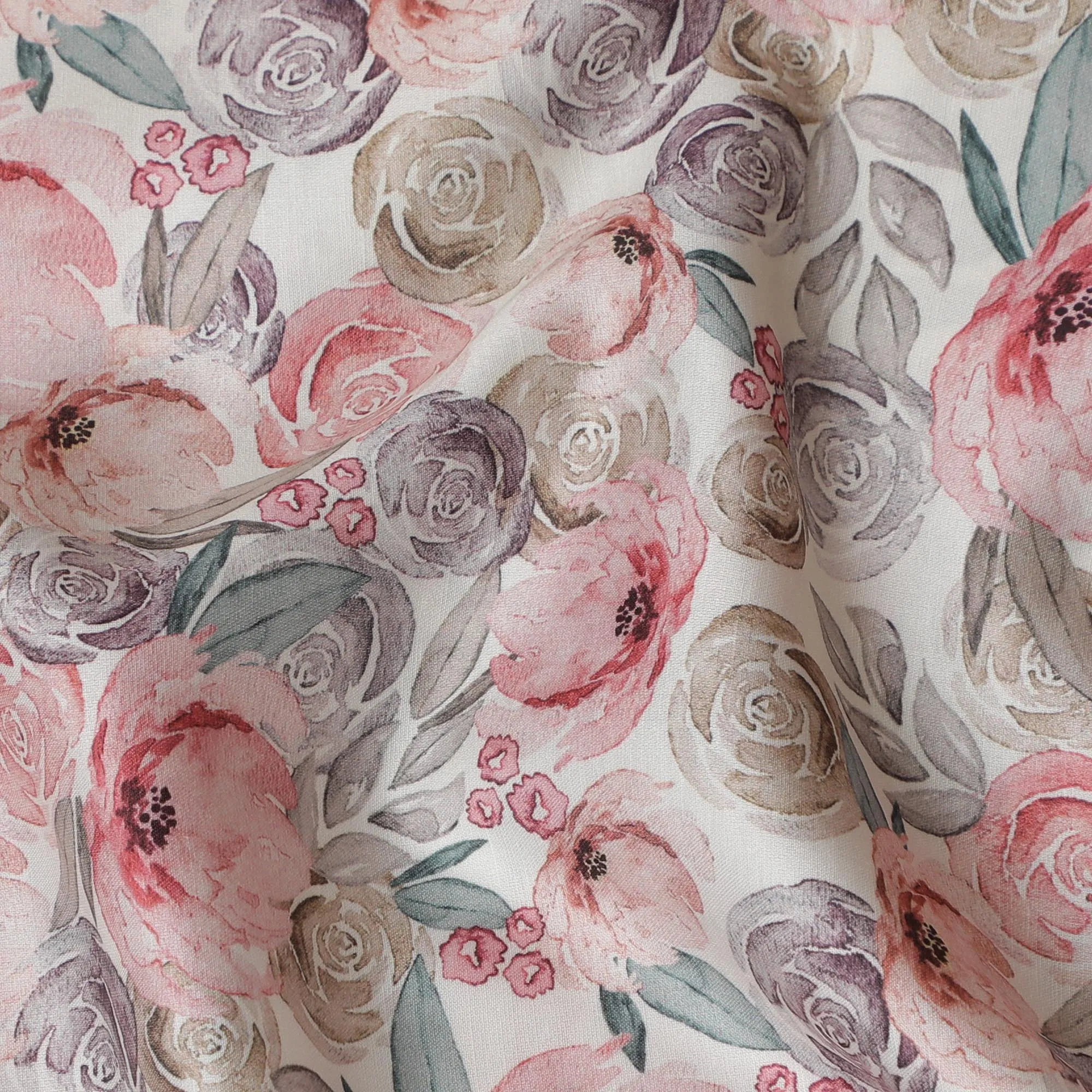 Vintage Floral Blended Cotton Lawn Fabric - 140 Cm Width, Soft and Lightweight, Ideal for Spring and Summer Apparel-D19155