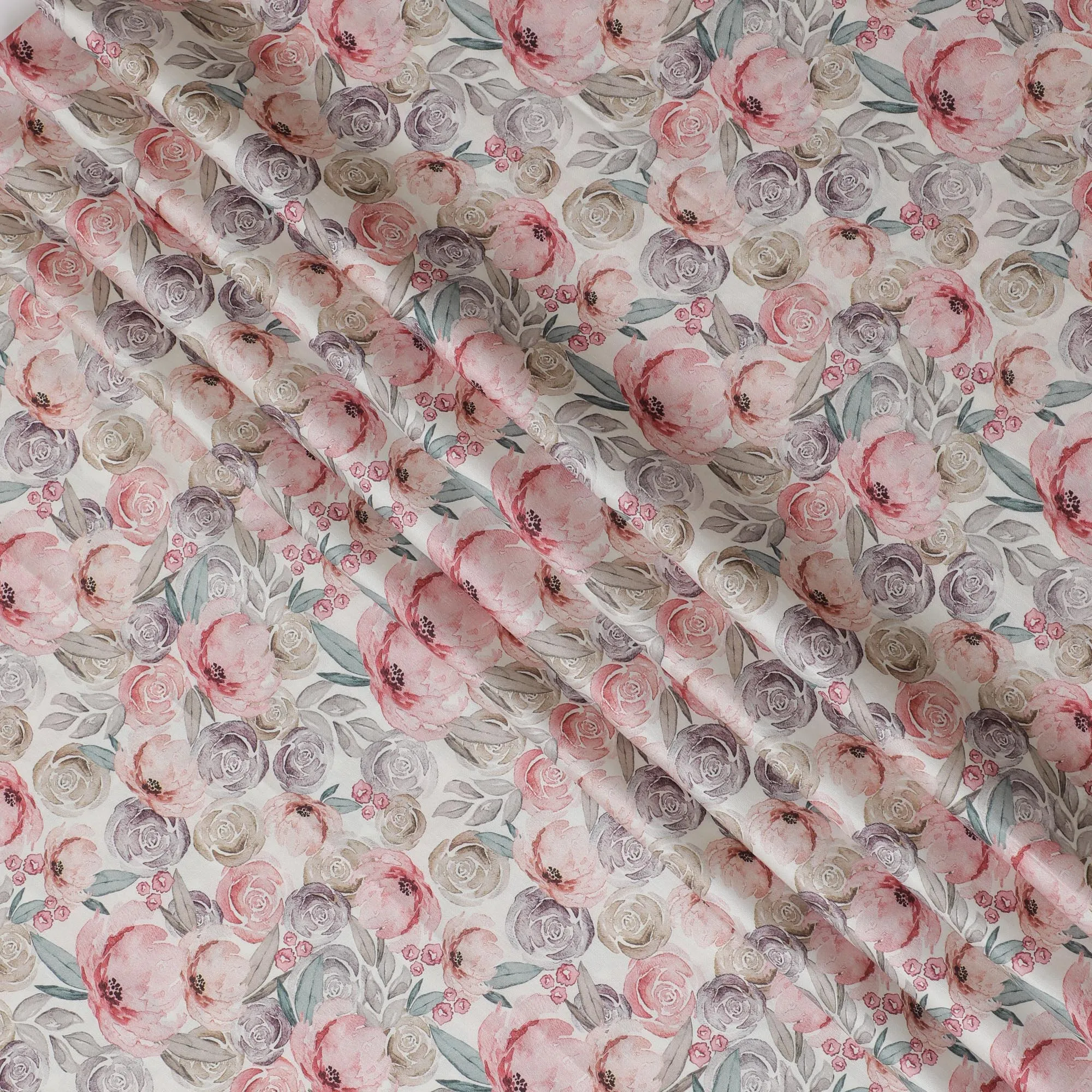 Vintage Floral Blended Cotton Lawn Fabric - 140 Cm Width, Soft and Lightweight, Ideal for Spring and Summer Apparel-D19155